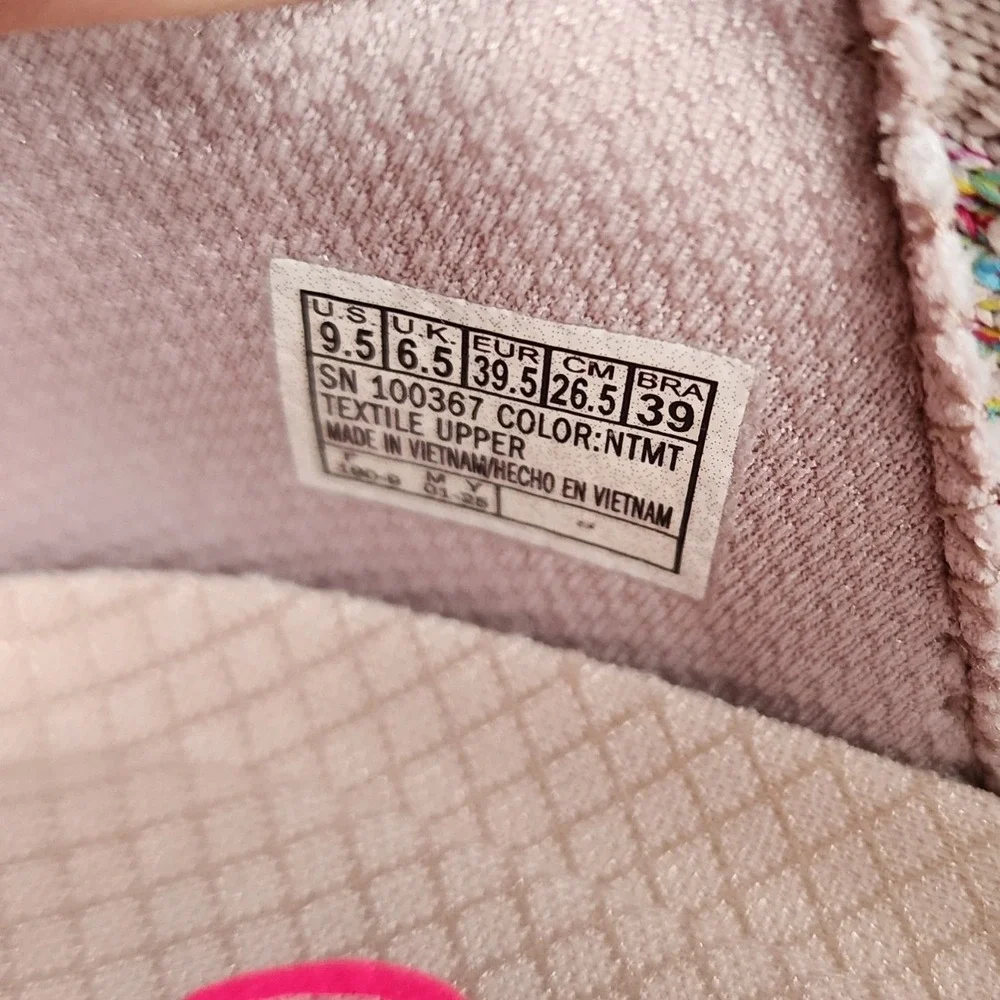 Skechers Active Be Cool 9.5 Slip On Walking Shoes Pink Multi Confetti Woven  NEW